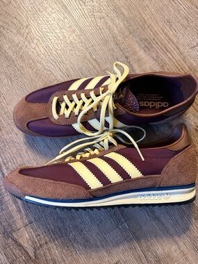 adidas Burgundy & Brown Sneakers with Cream Stripes
